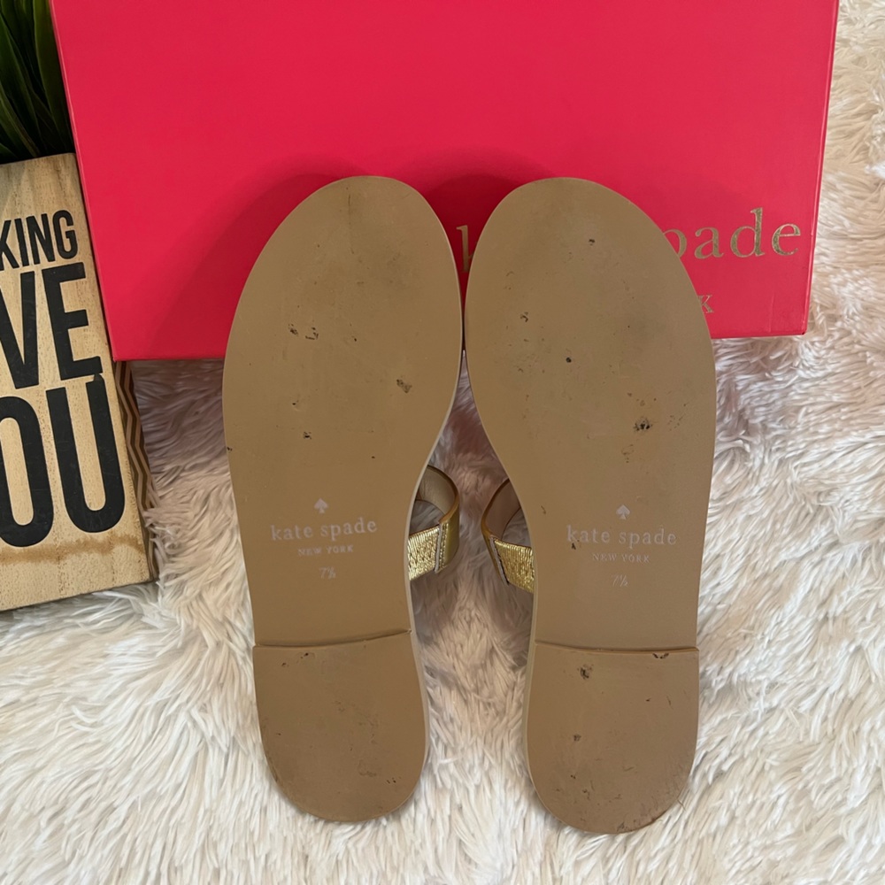 🎉HP🎉 Kate Spade Claire Gold Glitter Crab Sandal / Shoes - Picture 9 of 11